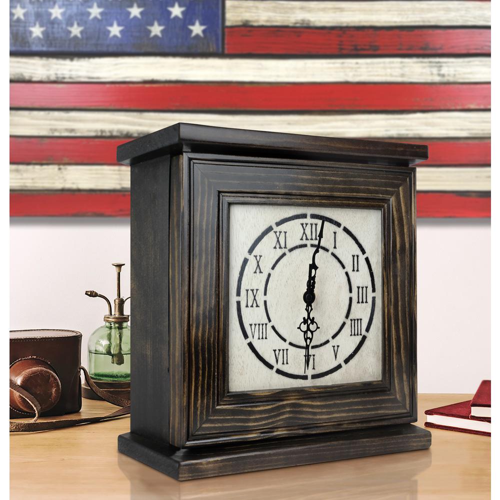 This is the image of American Furniture Classics Mantel Clock in Dark Walnut Veneer with Secret Compartment