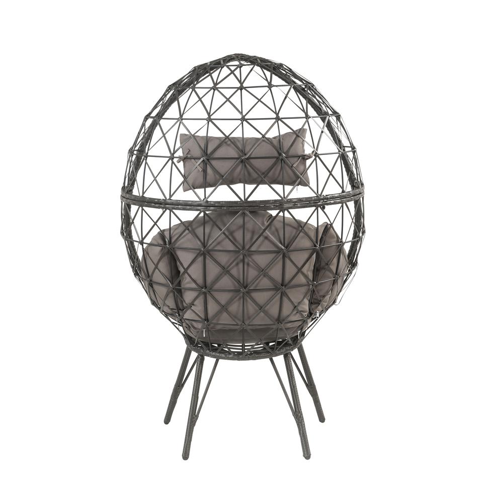 Aeven Patio Lounge Chair, Light Gray Fabric & Black Wicker (45111)