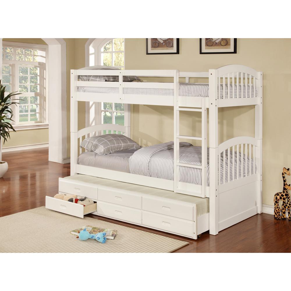 Georgia Twin Over Twin Bunk Bed With Twin Trundle & 3 Drawers â White