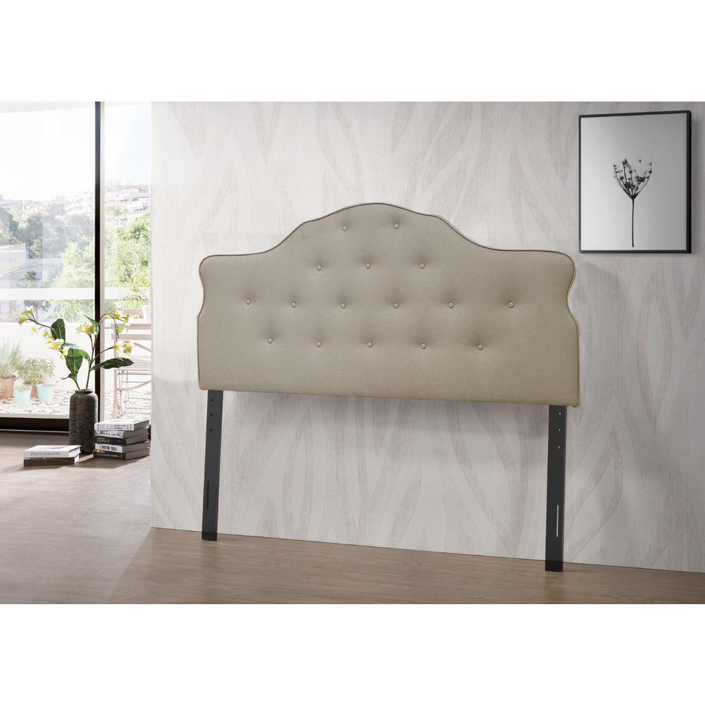 Image of Arched Upholstered Panel Queen Headboard In Beige