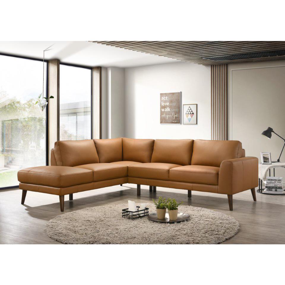 Sable 100" Wide Genuine Leather Sofa & Left Chaise