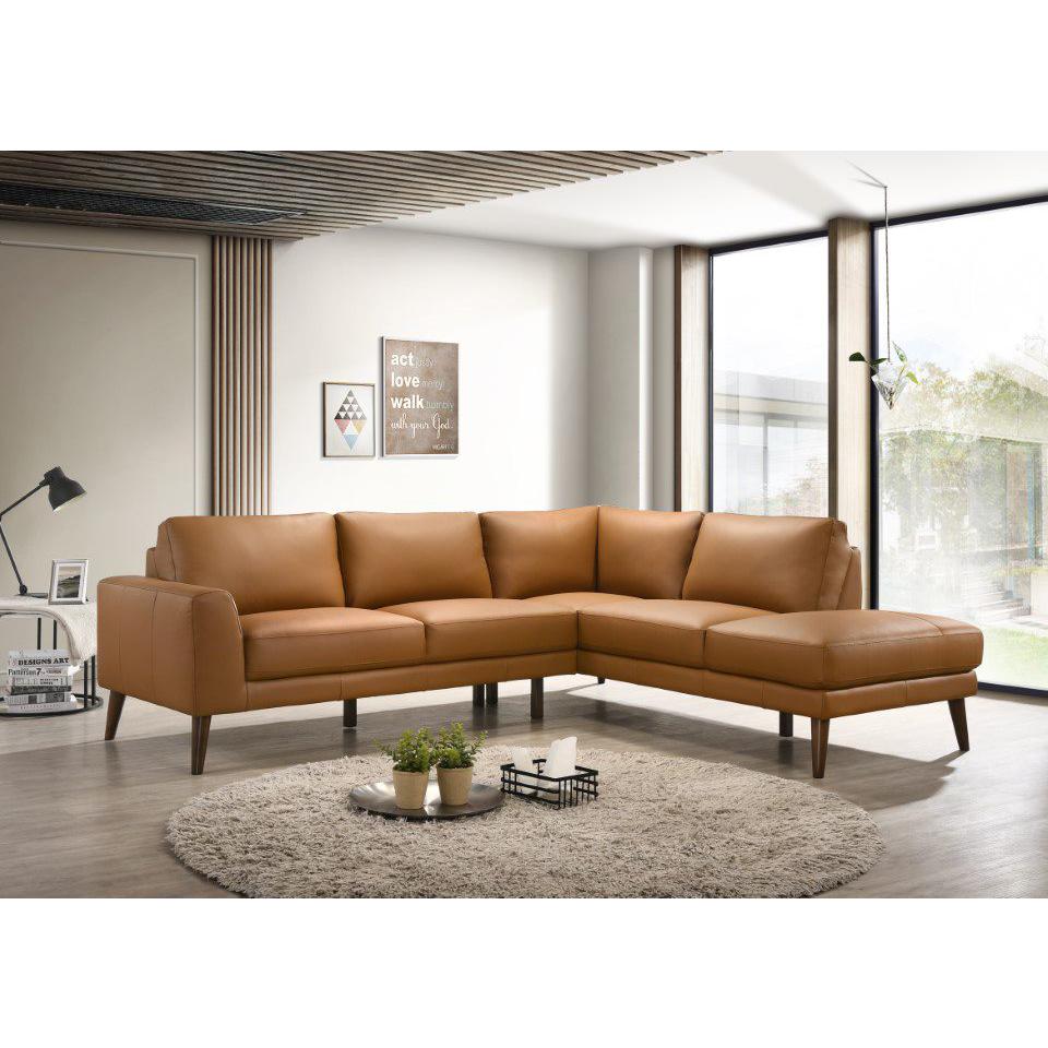 Sable 100" Wide Genuine Leather Sofa & Right Chaise