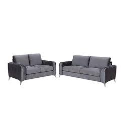 Serafina-Velvet-Sofa- & -Love-Seat-with-Silver-Legs-in-Grey