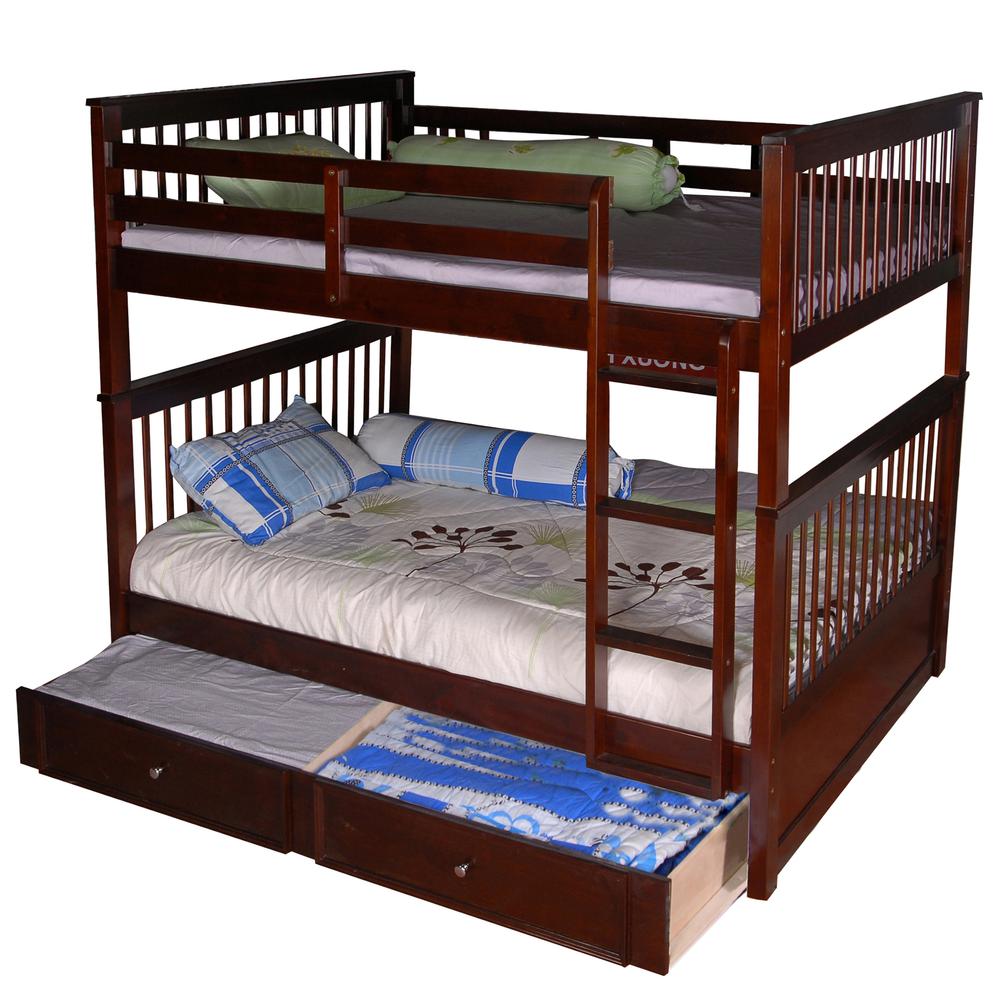 Carol Full Over Full Bunk Bed with Trundle and Storage - Espresso
