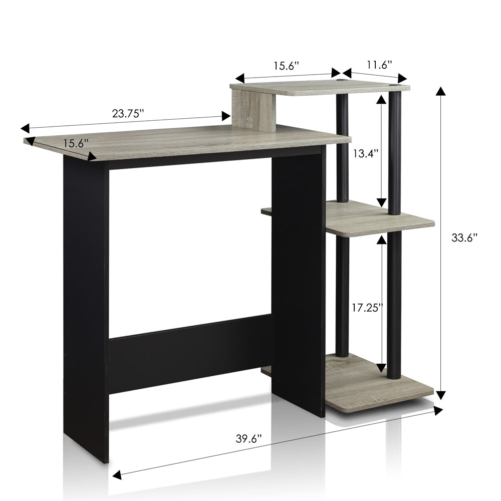 Efficient Home Laptop Notebook Computer Desk, Oak Grey/Black