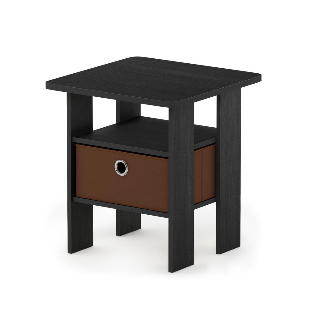 Image of Andrey End Table Nightstand With Bin Drawer, Americano/Medium Brown,