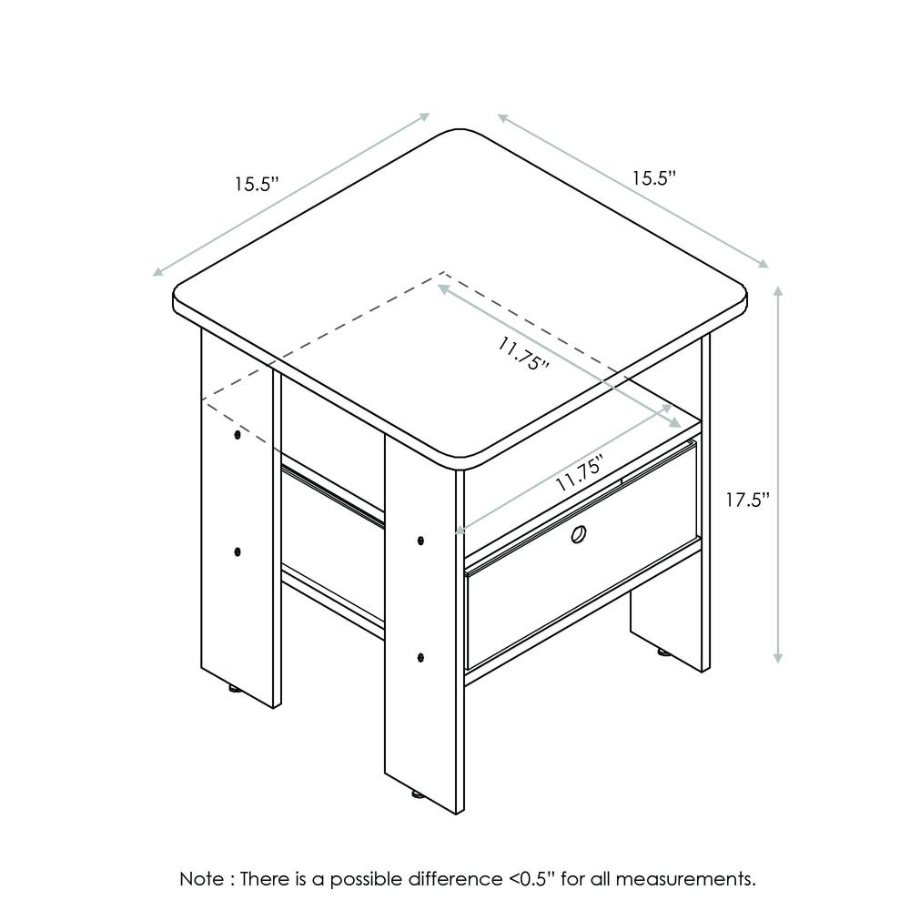 Andrey End Table Nightstand With Bin Drawer, Americano/Medium Brown,