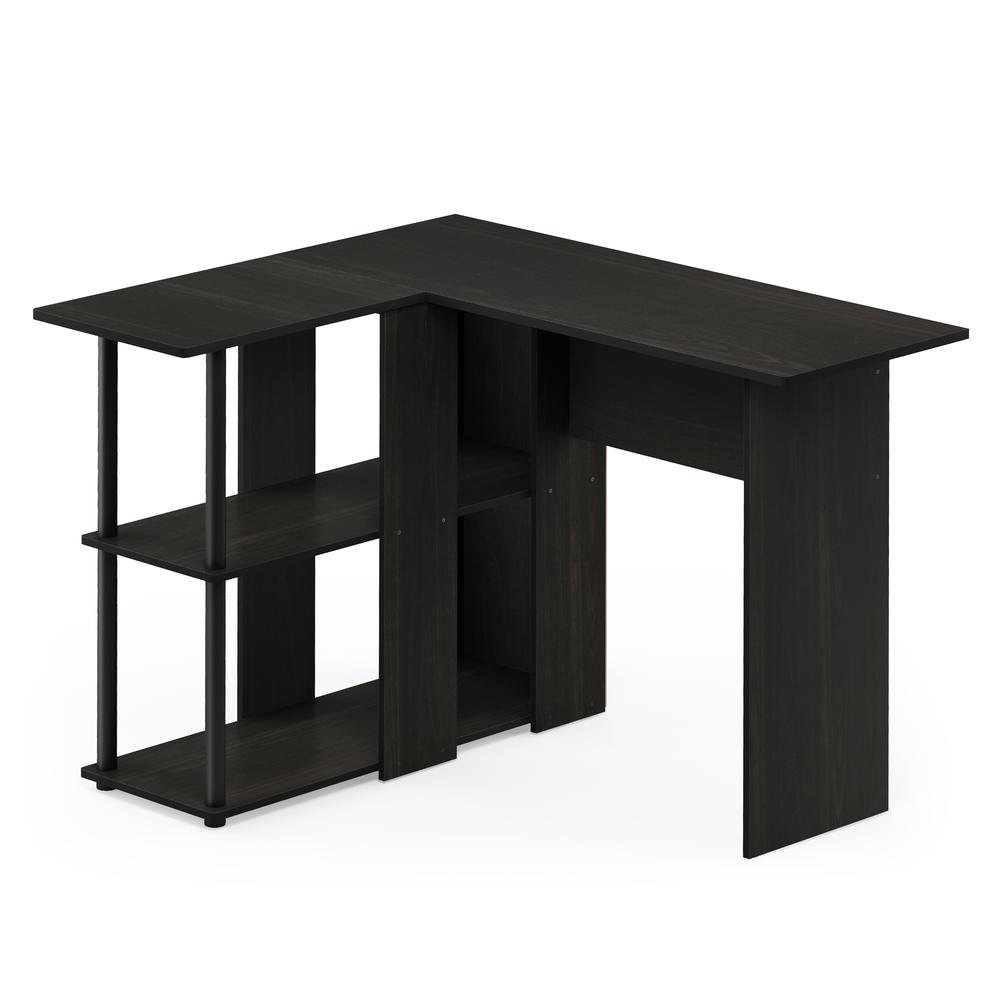 Image of Abbott L-Shape Desk With Bookshelf, Espresso/Black, 17092Ex/Bk