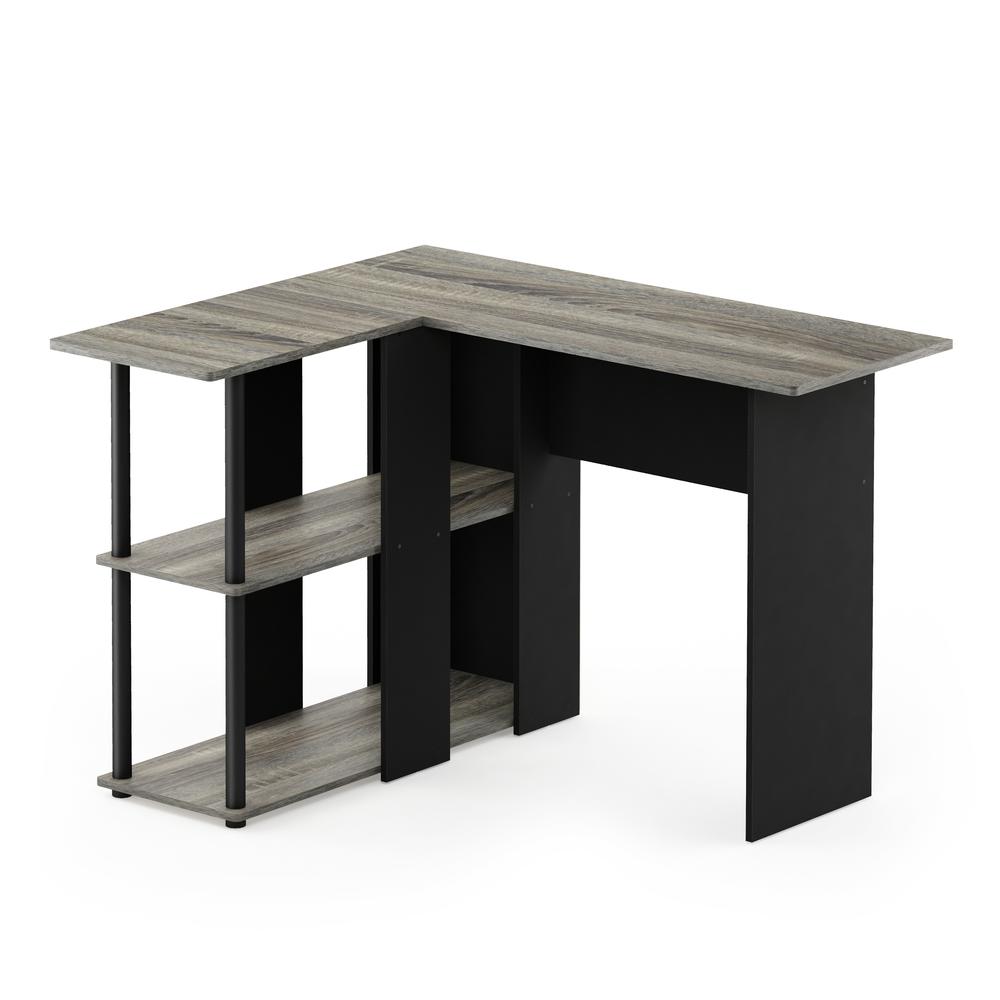 Image of Abbott L-Shape Desk With Bookshelf, French Oak Grey/Black, 17092Gyw/Bk