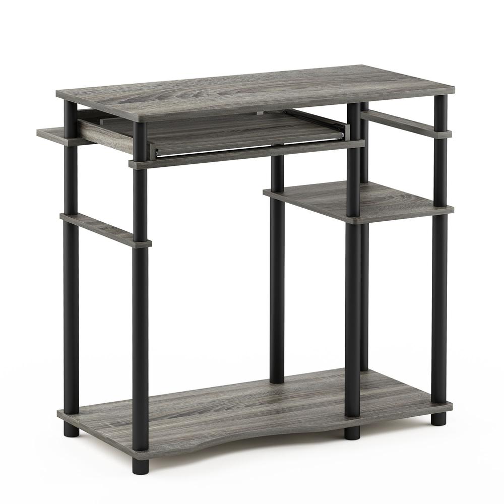 Image of Abbott Computer Desk With Bookshelf, French Oak Grey/Black, 17097Gyw/Bk