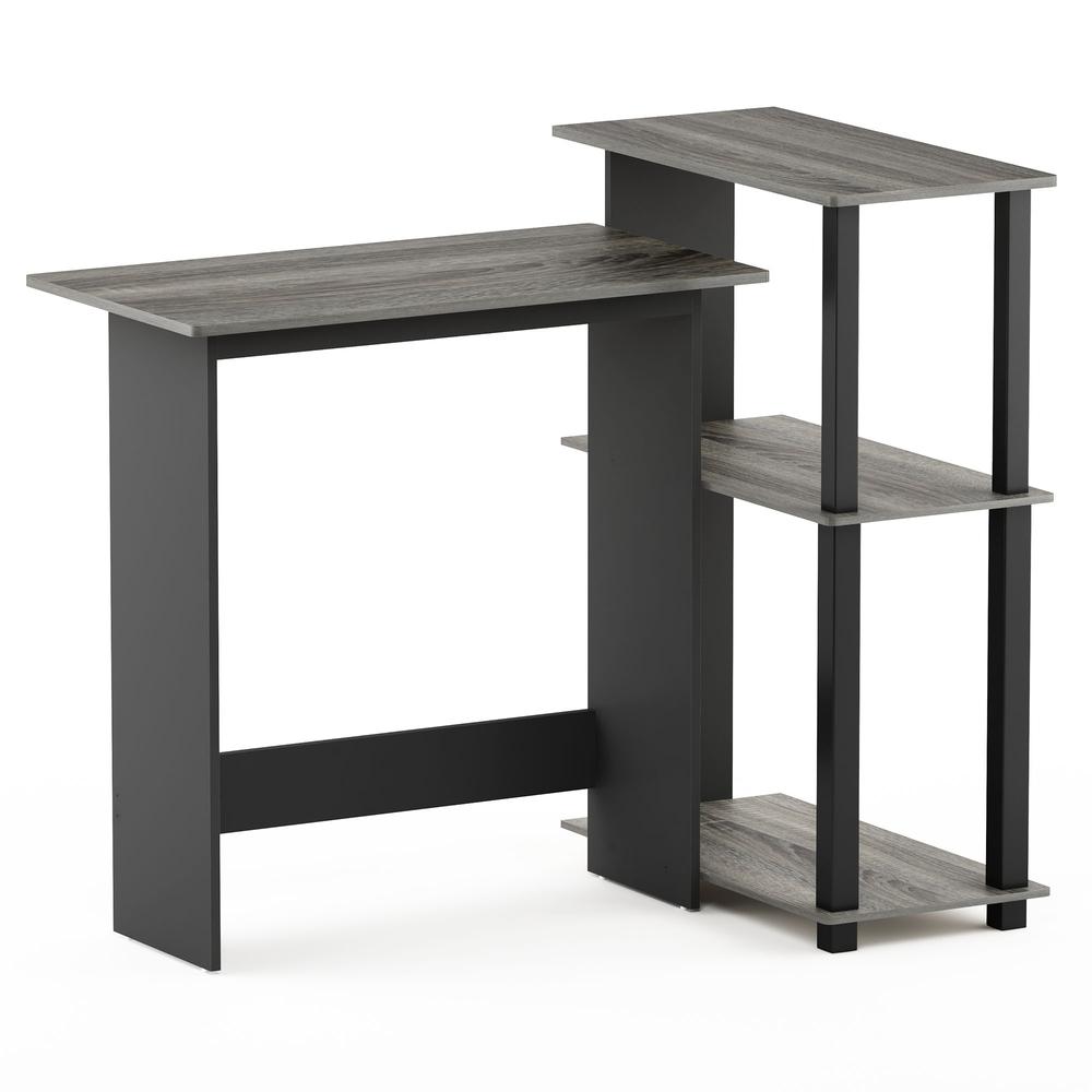 Image of Abbott Corner Computer Desk With Bookshelf, French Oak Grey/Black, 16086R1Gyw/Bk