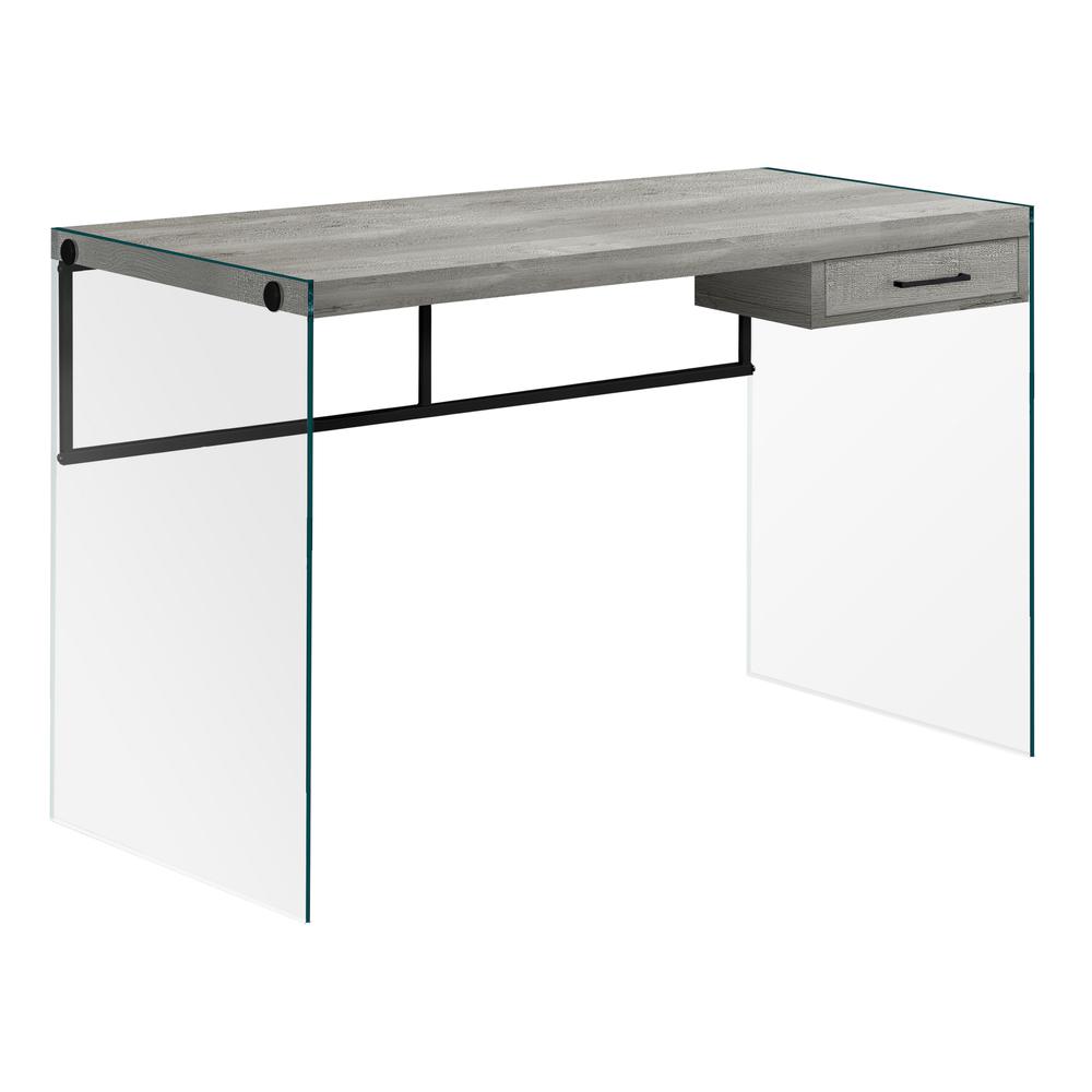 Image of Computer Desk - 48"L / Grey Reclaimed Wood / Glass Panels
