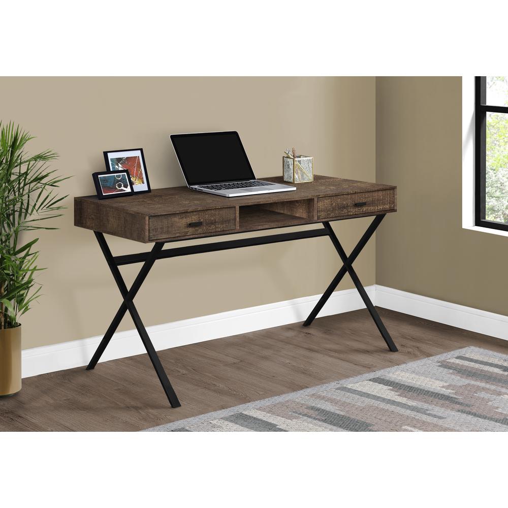 Computer Desk - 48"L / Contemporary Brown Reclaimed Wood Look / Black Metal