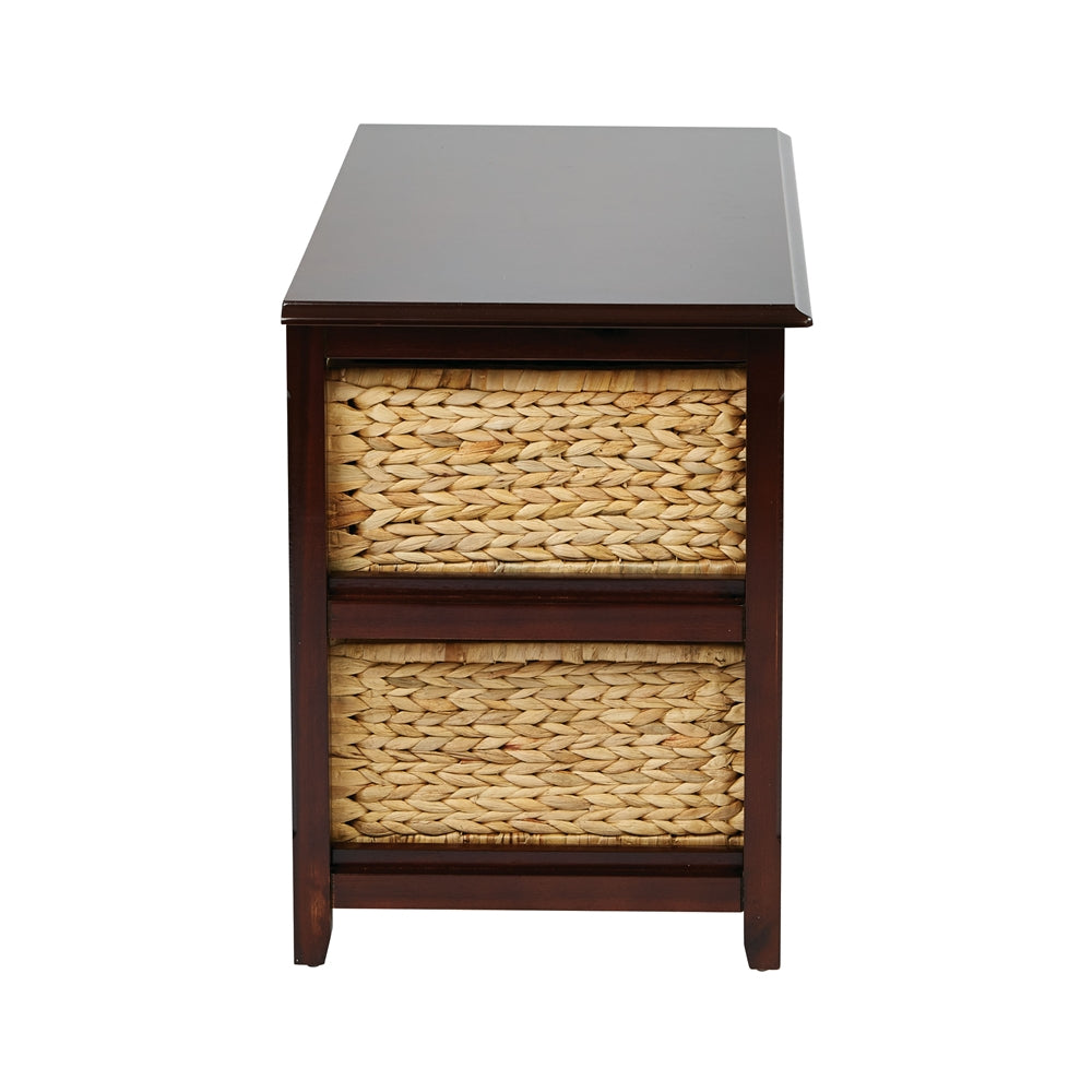 Seabrook Two-Tier Storage Unit - Espresso Finish with Natural Baskets