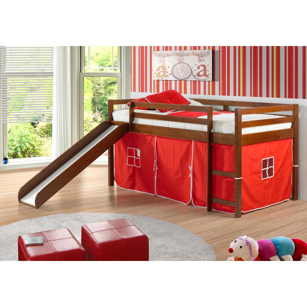 Espresso Tent Bed with Red Tent Kit