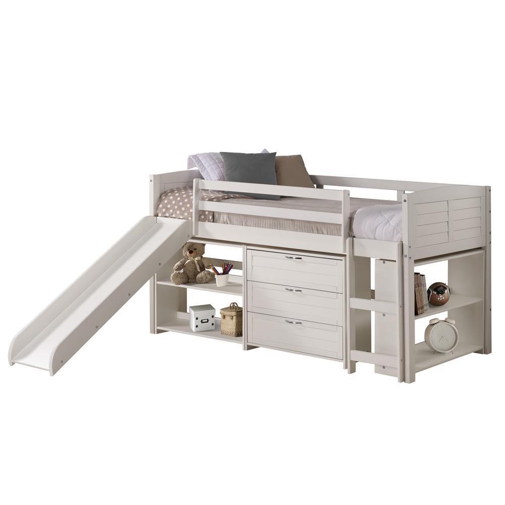 This is the image of Twin Louver Low Loft with Slide in White Finish - Group B