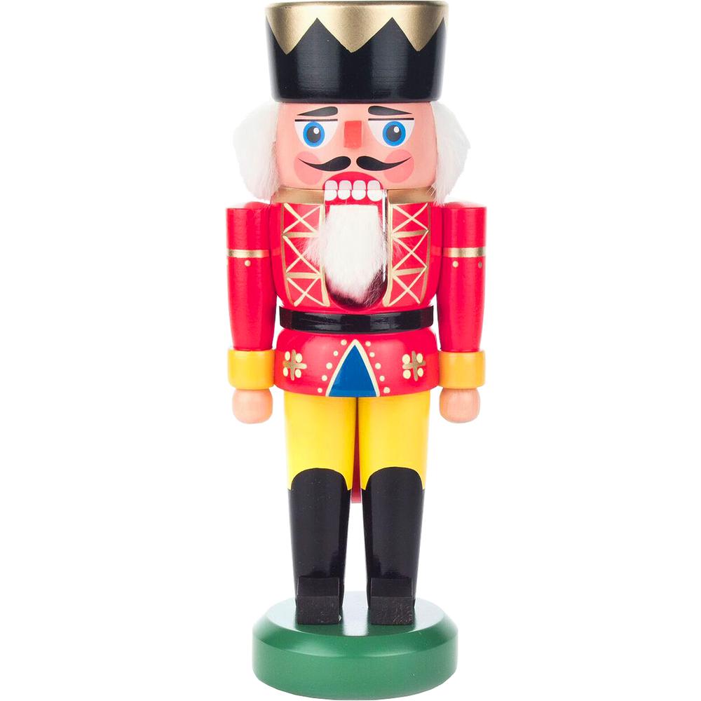 This is the image of 012-015-1 - Dregeno Nutcracker - Red King - 8.25"H x 3"W x 2.5"D