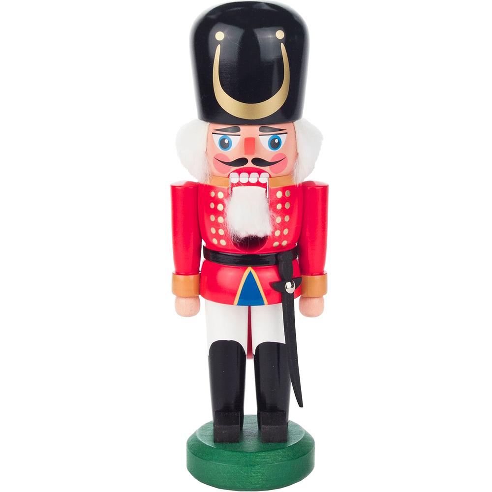 This is the image of 012-018-1 - Dregeno Nutcracker - Red Soldier - 9.25"H x 3"W x 3"D