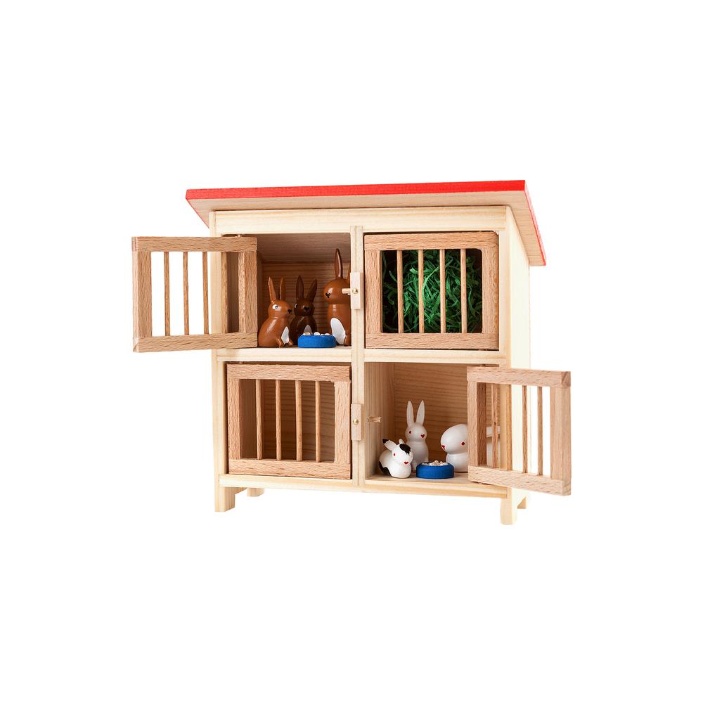 This is the image of 043-003-1 - Dregeno Easter Figures - Rabbit Hutch - 5"H x 5"W x 3"D