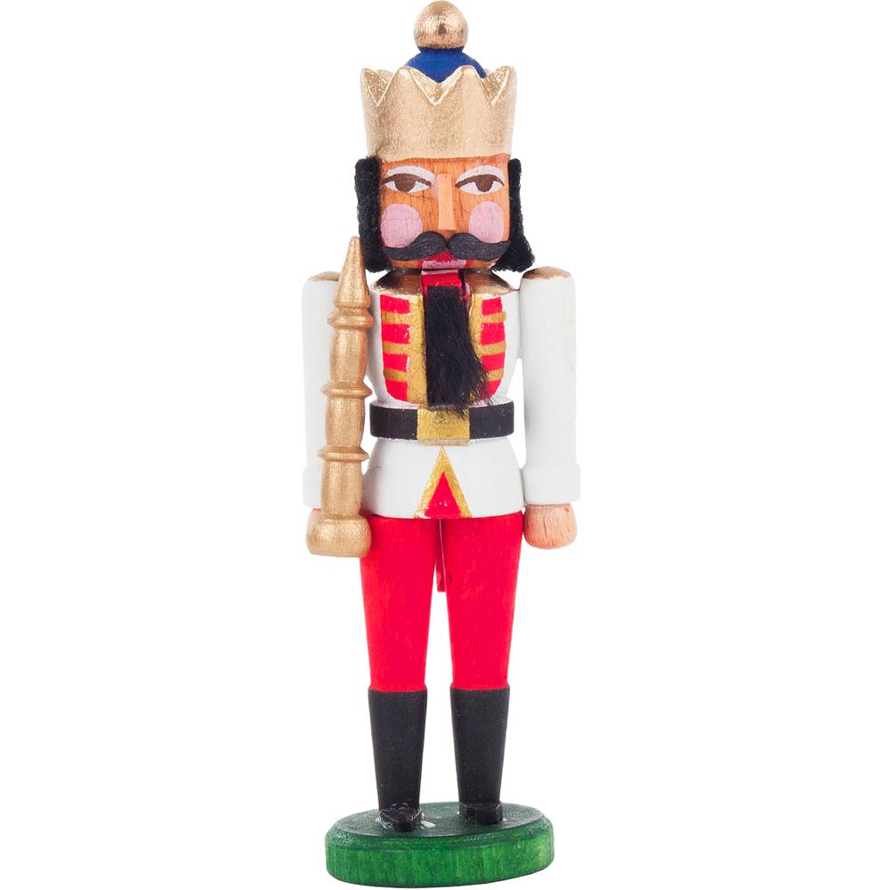 This is the image of 074-035-4 - Dregeno Mini Nutcracker - Red and White King - 3.5"H x 1"W x 1"D