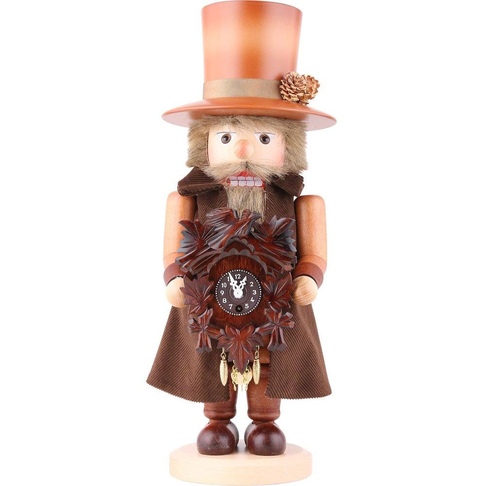 This is the image of 0-763 - Christian Ulbricht Nutcracker - Clockmaker with Key-wound Clock (Natural) - 17"H x 6.5"W x 6.5"D