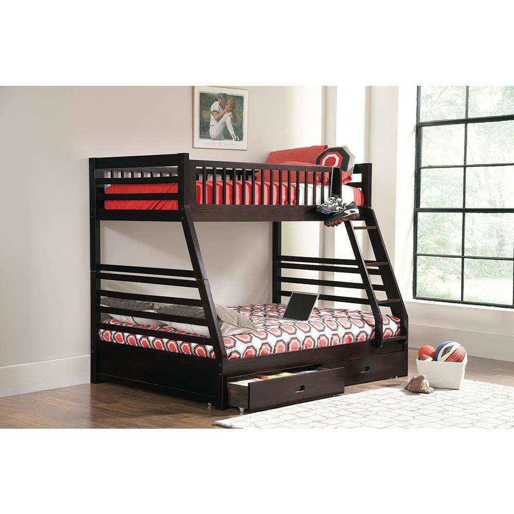 Ashton Twin Over Full 2-Drawer Bunk Bed Cappuccino