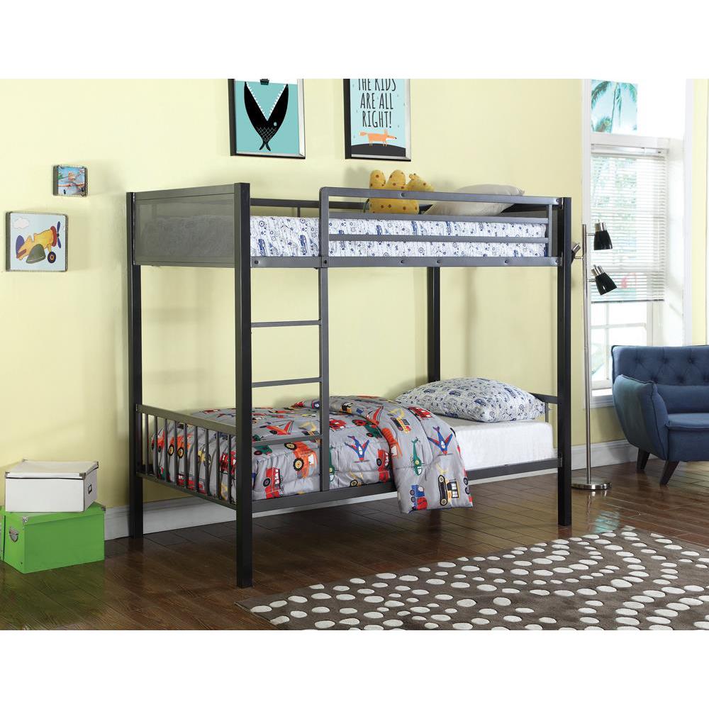 Meyers Twin Over Twin Metal Bunk Bed Black And Gunmetal