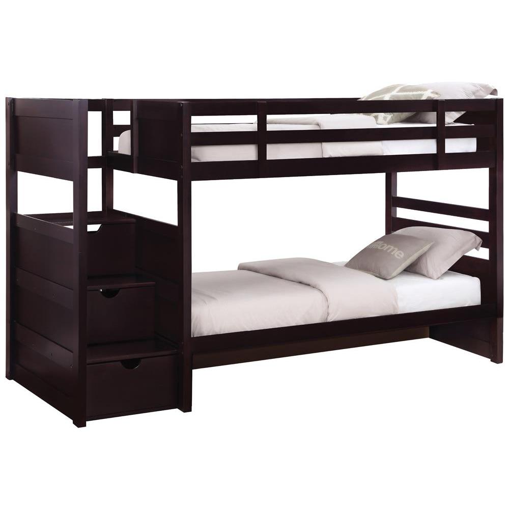 Image of Elliott Twin Over Twin Stairway Bunk Bed Cappuccino