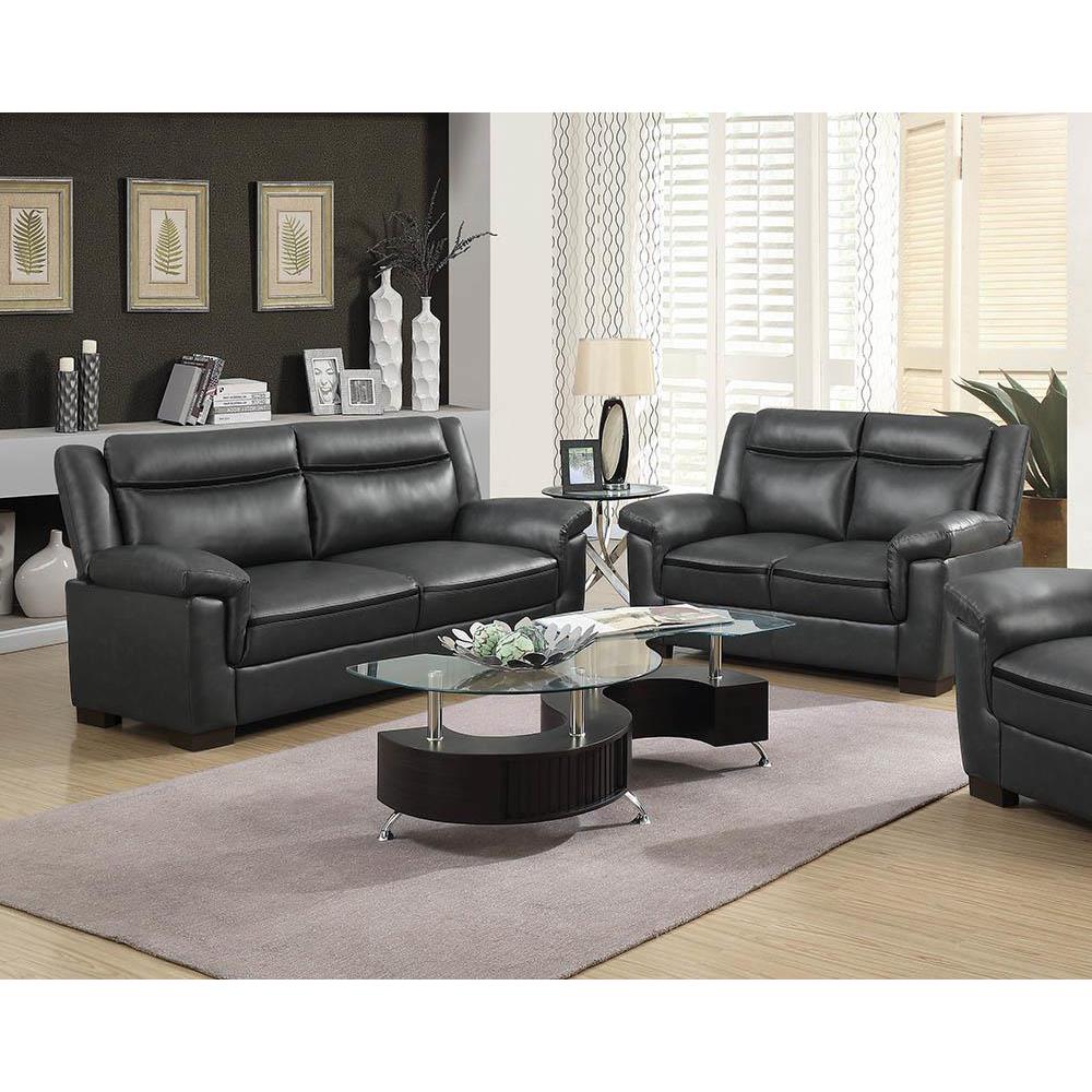 Image of Arabella Upholstered Pillow Top Arm Living Room Set Grey