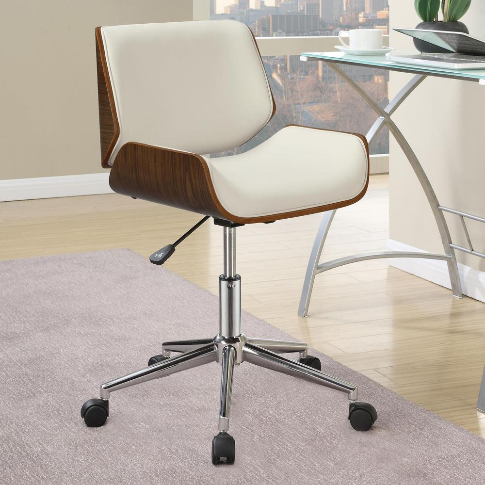 Image of Addington Adjustable Height Office Chair Ecru And Chrome
