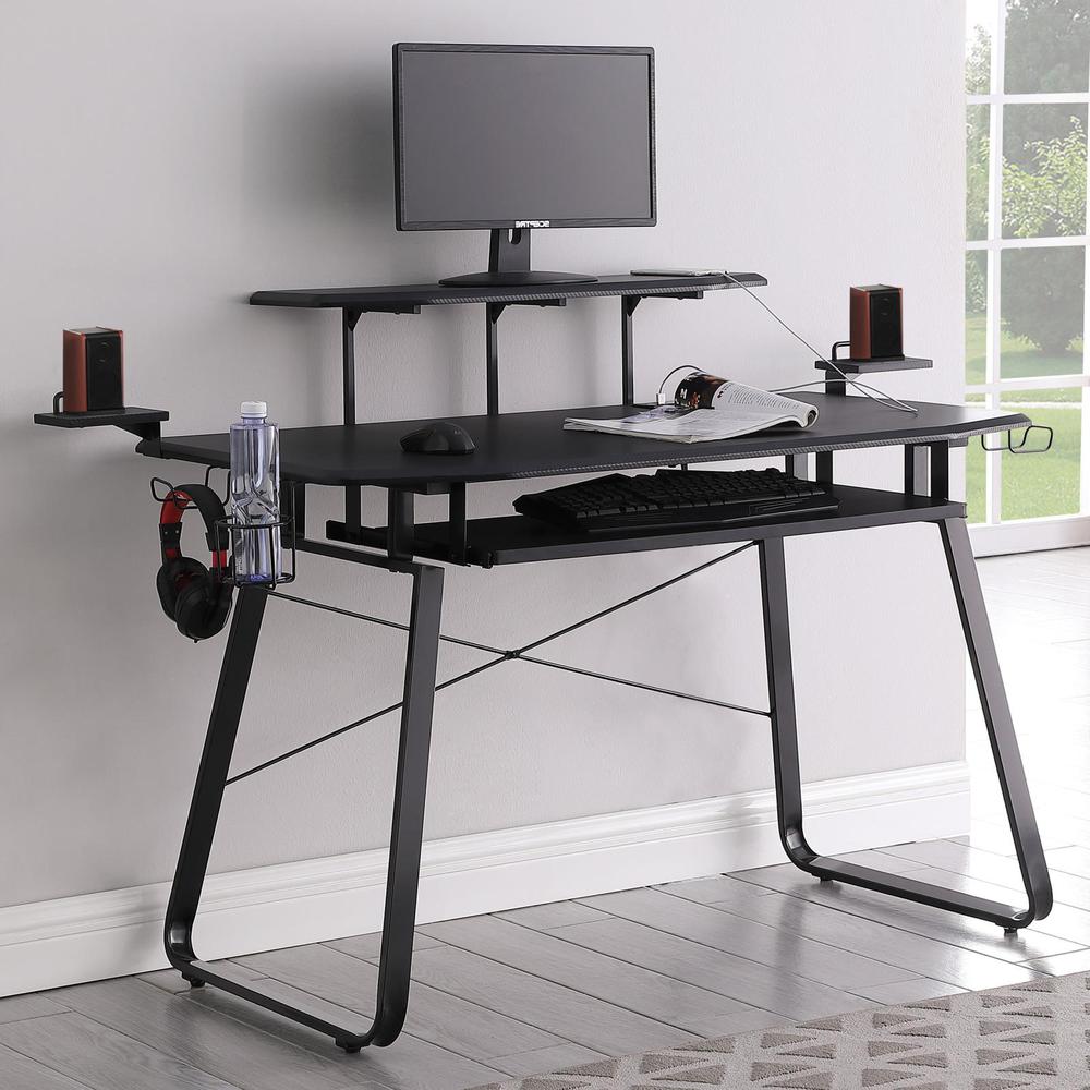 Image of Alfie Gaming Desk With Usb Ports Gunmetal