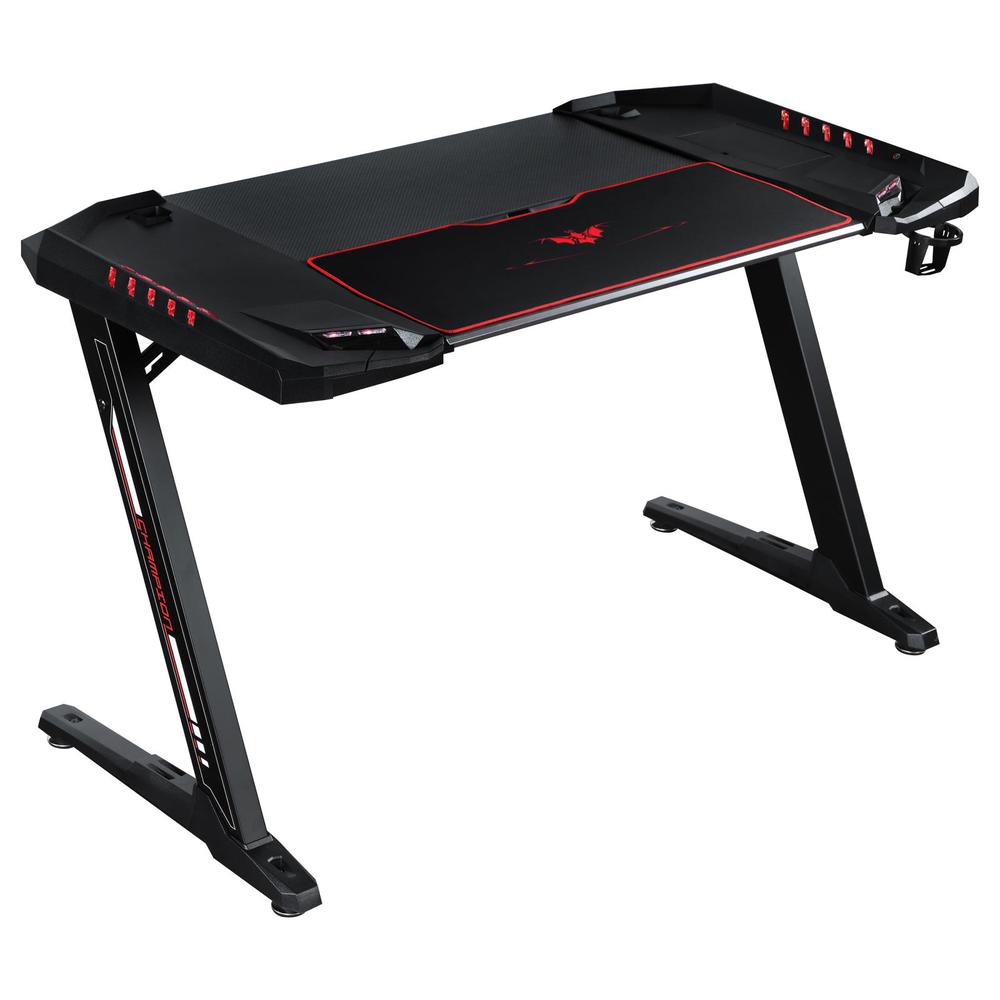 Ardsley Z-Framed Gaming Desk With Led Lighting Black