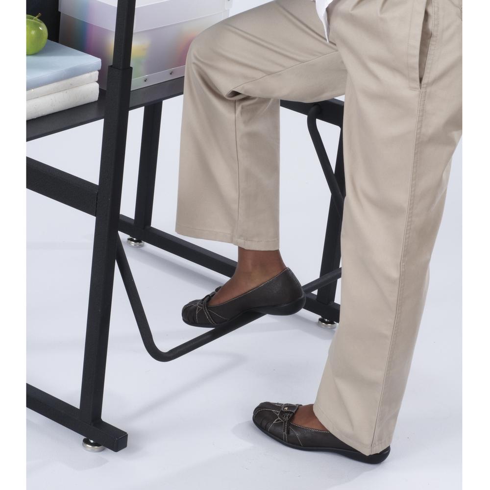 AlphabetterÂź Adjustable-Height Stand-Up Desk, 36 X 24" Premium Or Dry Erase Top, Book Box And Swinging Footrest Bar - Gray