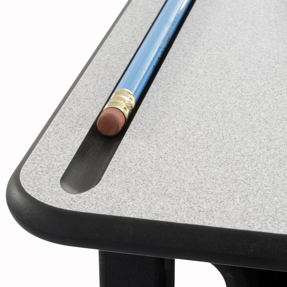AlphabetterÂź Adjustable-Height Stand-Up Desk, 28 X 20" Premium Or Dry Erase Top, Book Box And Swinging Footrest Bar - Gray