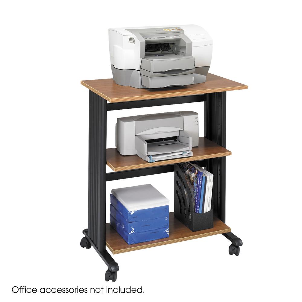 Muv Mobile Machine Cart, Three-Shelf, 29-1/2W X 20D X 35H, Oak/Black