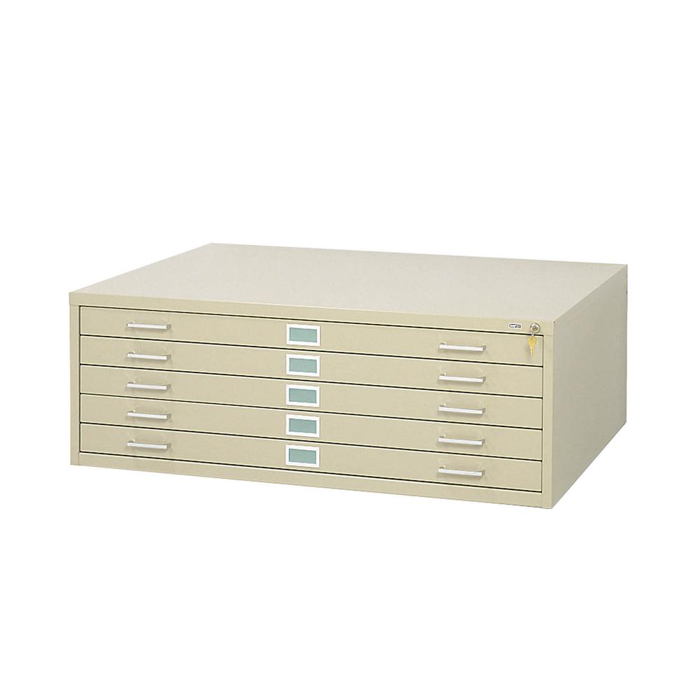 Safco Steel Flat File - 41.4" x 16.5" x 53.4" - 5 Drawers - Stackable - Tropic Sand - Powder Coated - Recycled Steel