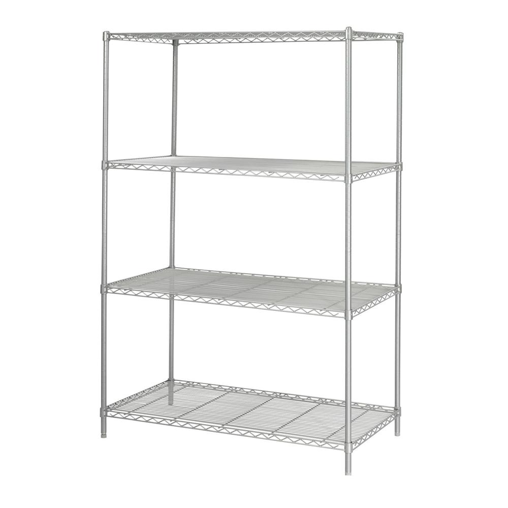 Industrial Wire Shelving - 48" x 24" x 72" - 4 Shelves - Metallic Gray
