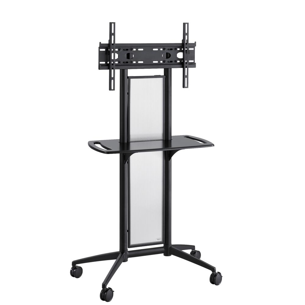 Safco Impromptu TV Cart - 42" Screen Support - 80 lb Load Capacity - 1 Shelf - 65.5" Height x 38" Width x 20" Depth - Steel, Plastic, Polycarbonate - Black