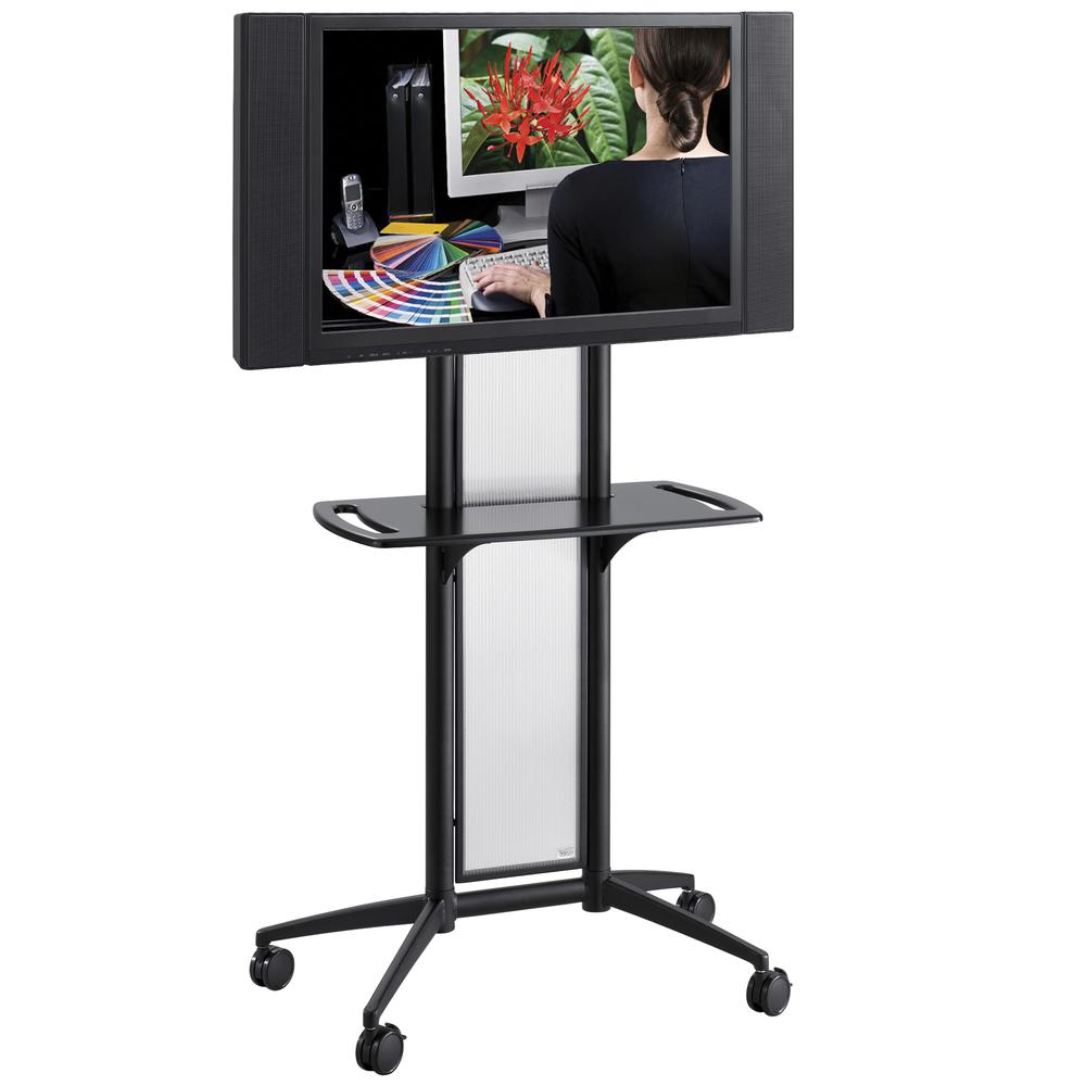 Safco Impromptu TV Cart - 42" Screen Support - 80 lb Load Capacity - 1 Shelf - 65.5" Height x 38" Width x 20" Depth - Steel, Plastic, Polycarbonate - Black