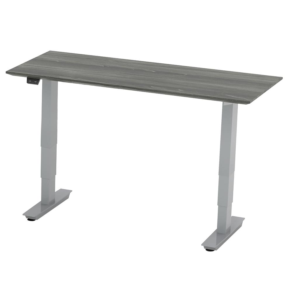 This is the image of Medina™ 48" Non-Handed Straight Bridge with 3-Stage Height-Adjustable Base - Gray Steel