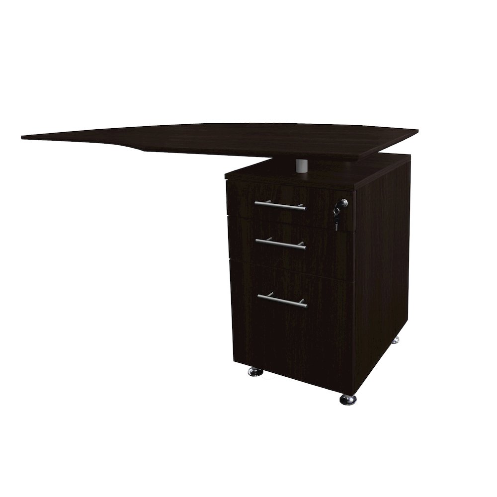 This is the image of Curved Desk Return with Pencil-Box-File Pedestal (Right), Mocha