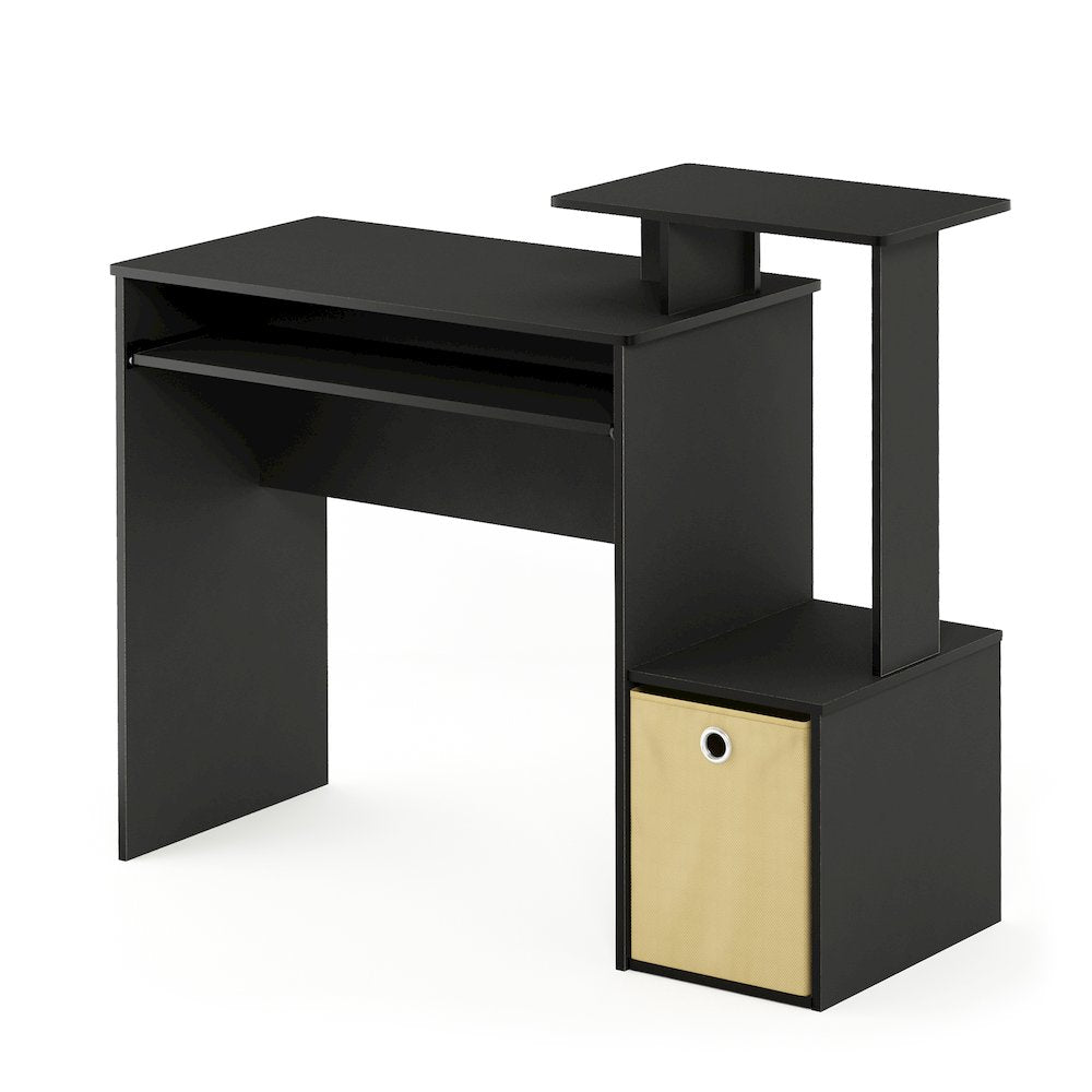 Image of Econ Multipurpose Home Office Computer Writing Desk W/Bin, Black/Brown
