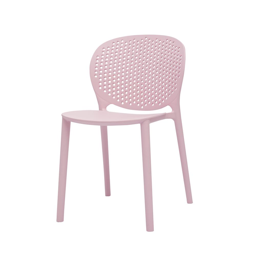 Set of 4 Midcentury Polypropylene Kids Side Chairs in Pink