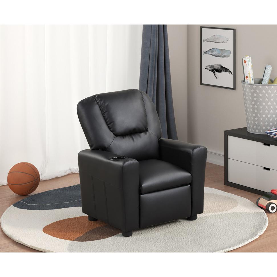 This is the image of Marisa Kids Recliner Chair - Black PU Leather