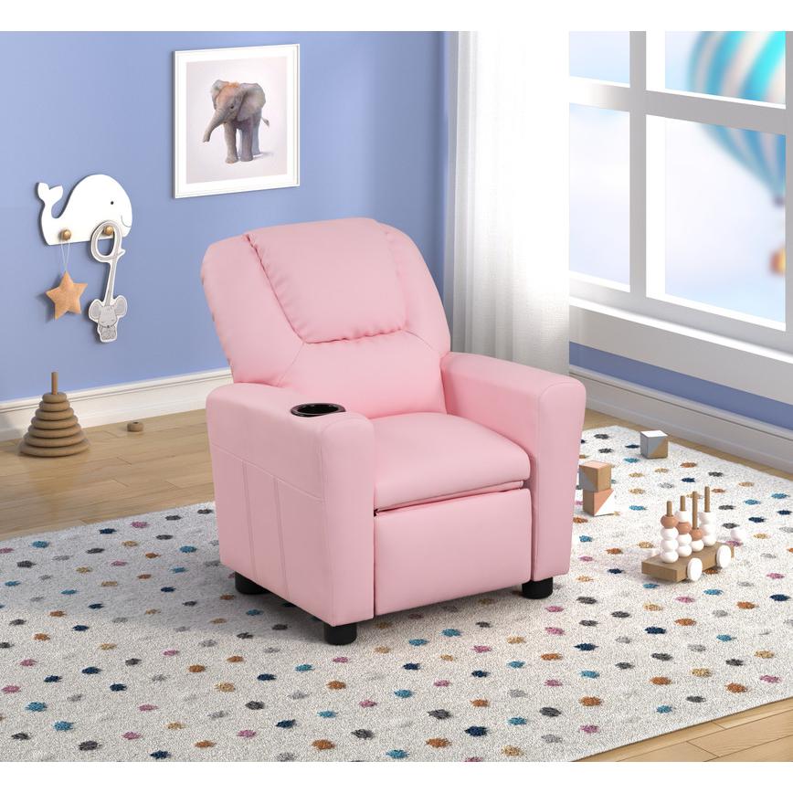 This is the image of Marisa Pink PU Leather Kids Recliner Chair