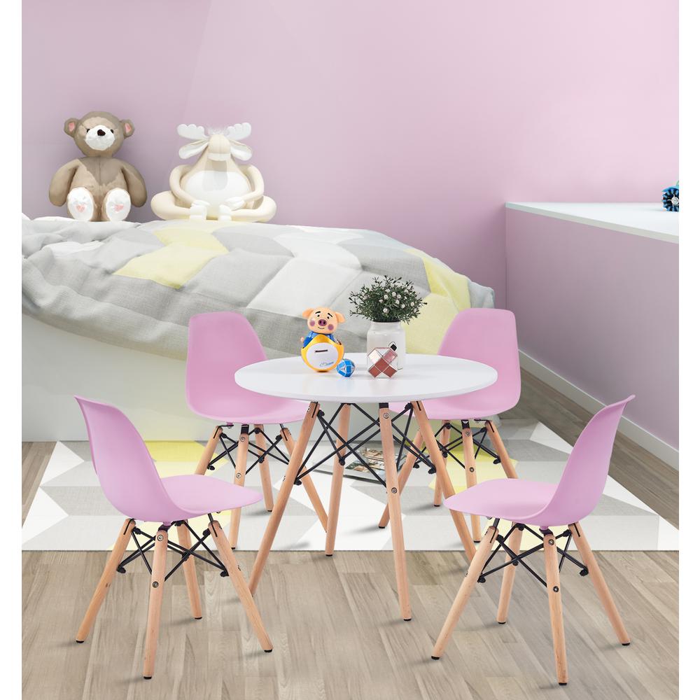 This is the image of Clifford 5-Piece Children's Wood Dinette Set - Pink