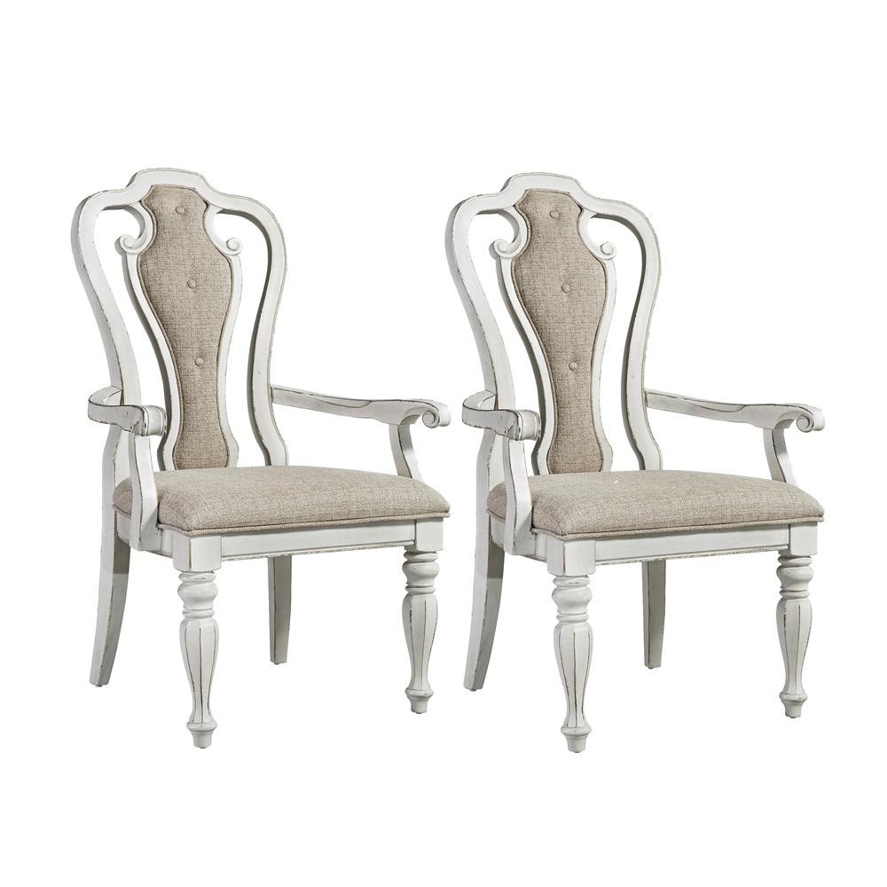 Image of Magnolia Manor Splat Back Upholstered Arm Chair (Rta) (Set Of 2), White