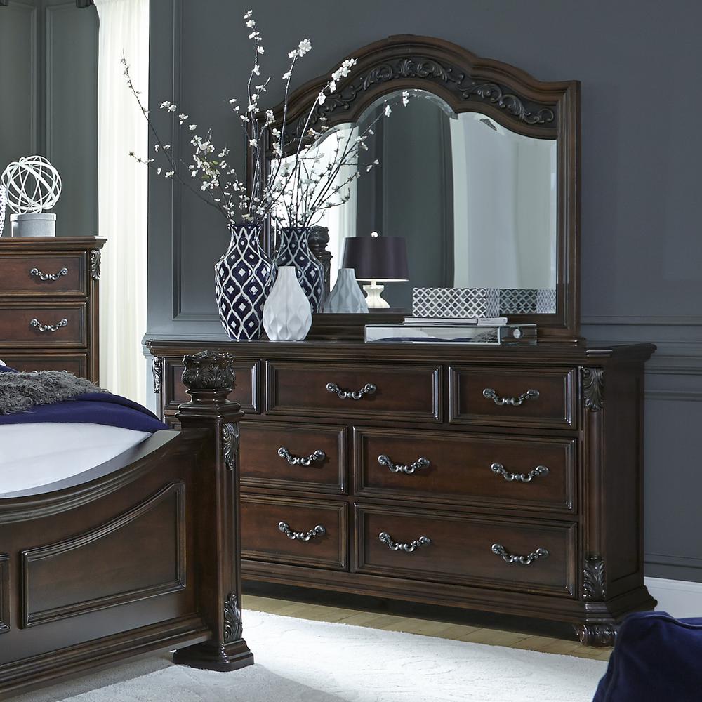 Messina Estates Dresser & Mirror, W68 X D19 X H83, Dark Brown