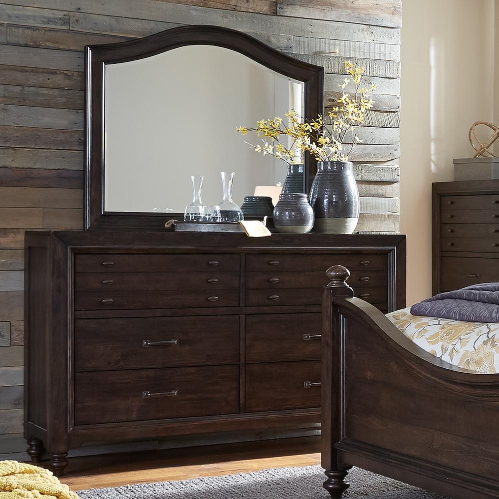 Catawba Hills Dresser & Mirror, W64 X D18 X H40, Dark Brown