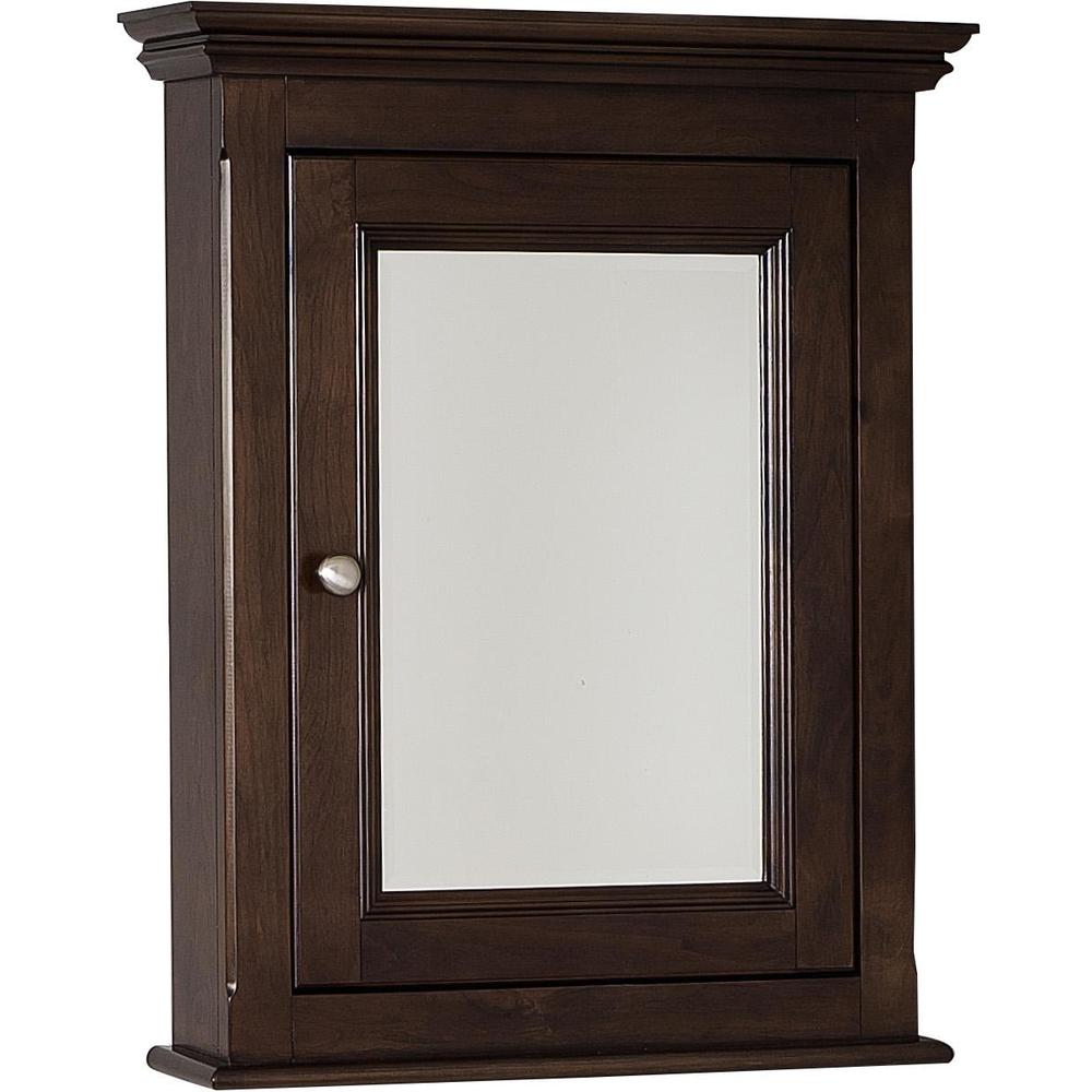 Image of 24-In. W 30-In. H Traditional Birch Wood-Veneer Medicine Cabinet In Walnut (Ai-31752)